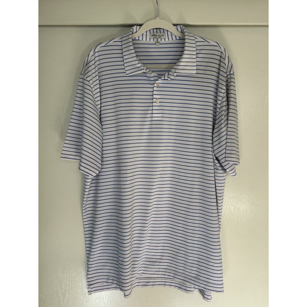 Peter Millar Men's Striped Golf Polo Shirt Size XL 100% Cotton Summer Comfort